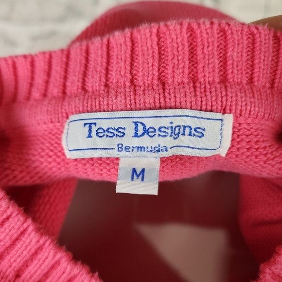 Vintage 90s Y2K Bermuda Mock Neck Cotton Sweater Hot Pink Size Medium Gossipgirl - Picture 2 of 10